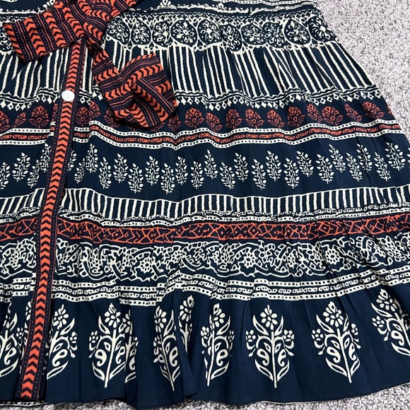 Rubyyaya Noida Maxi Dress Black Red Button Front Collared Full Sleeve Size Small - Picture 9 of 16